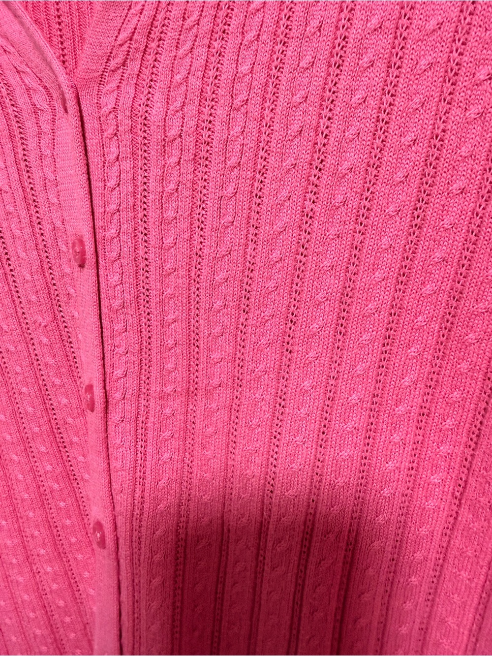 Foxcroft Vibrant Pink Ribbed Button-Up Cardigan - Picture 4 of 5